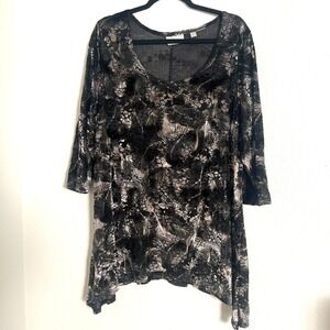 Avenue Sz L /14/16‎ Burnout Velvet Top Semi Sheer Floral Whimsigoth Fairy Grunge